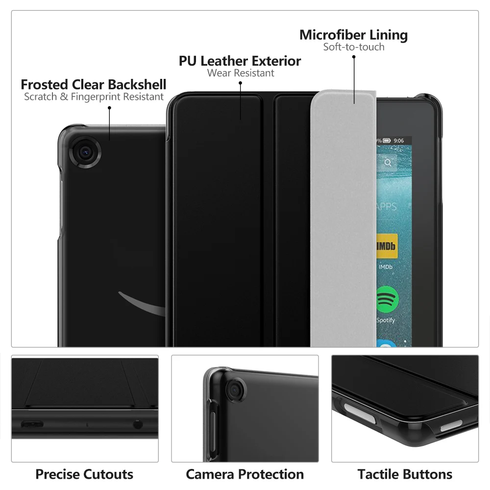 Case For Fire 7 Tablet (9th Generation - 2019 Release) Ultra Thin Slim Shell Trifold Stand Cover with Frosted Back for | Компьютеры и