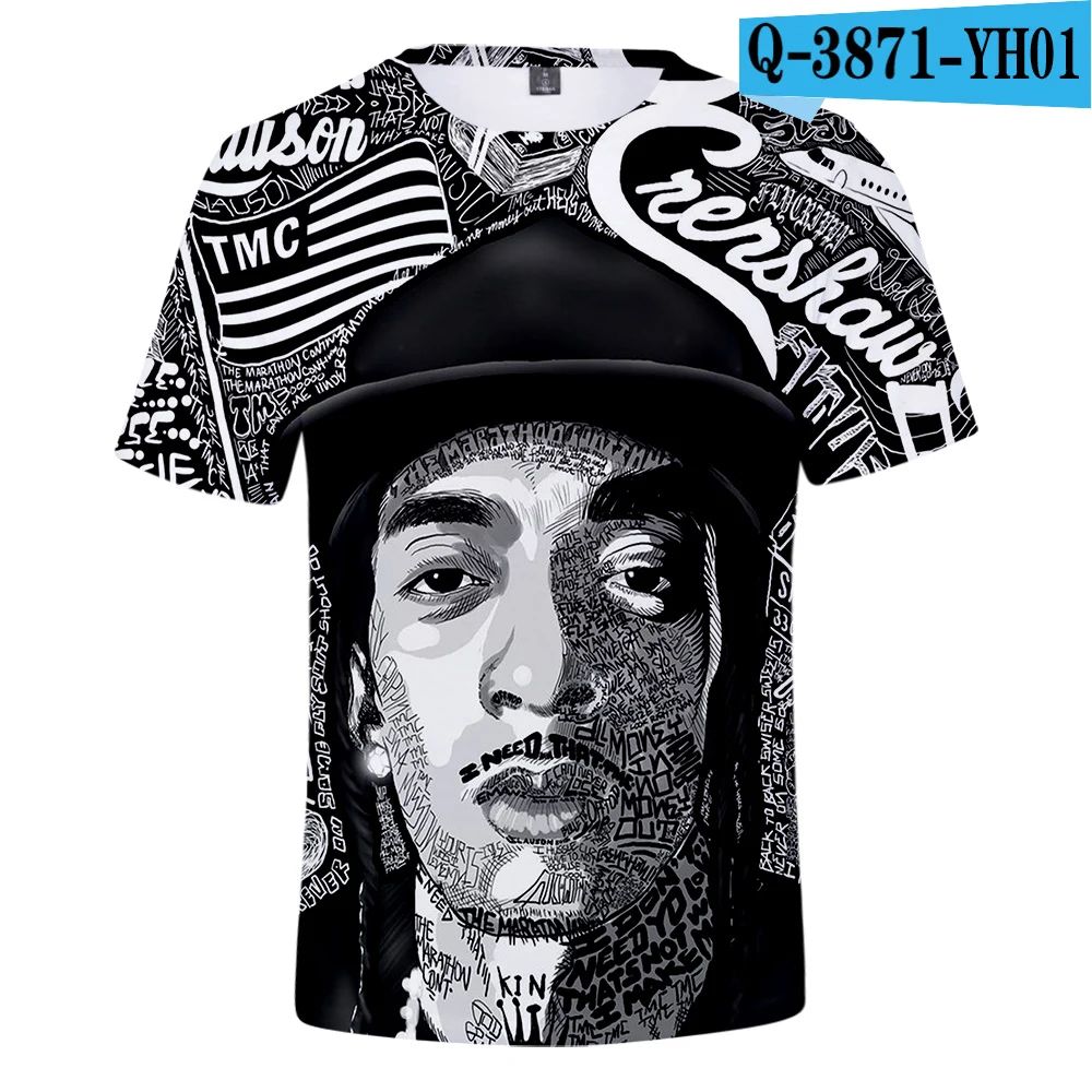 3D Короткая футболка с принтом Rapper nipsey hussle, Мужская/женская футболка в стиле Харадзюку, хип-хоп, футболка с коротким рукавом, крутая уличная одежда nipsey hussle - Цвет: 3D