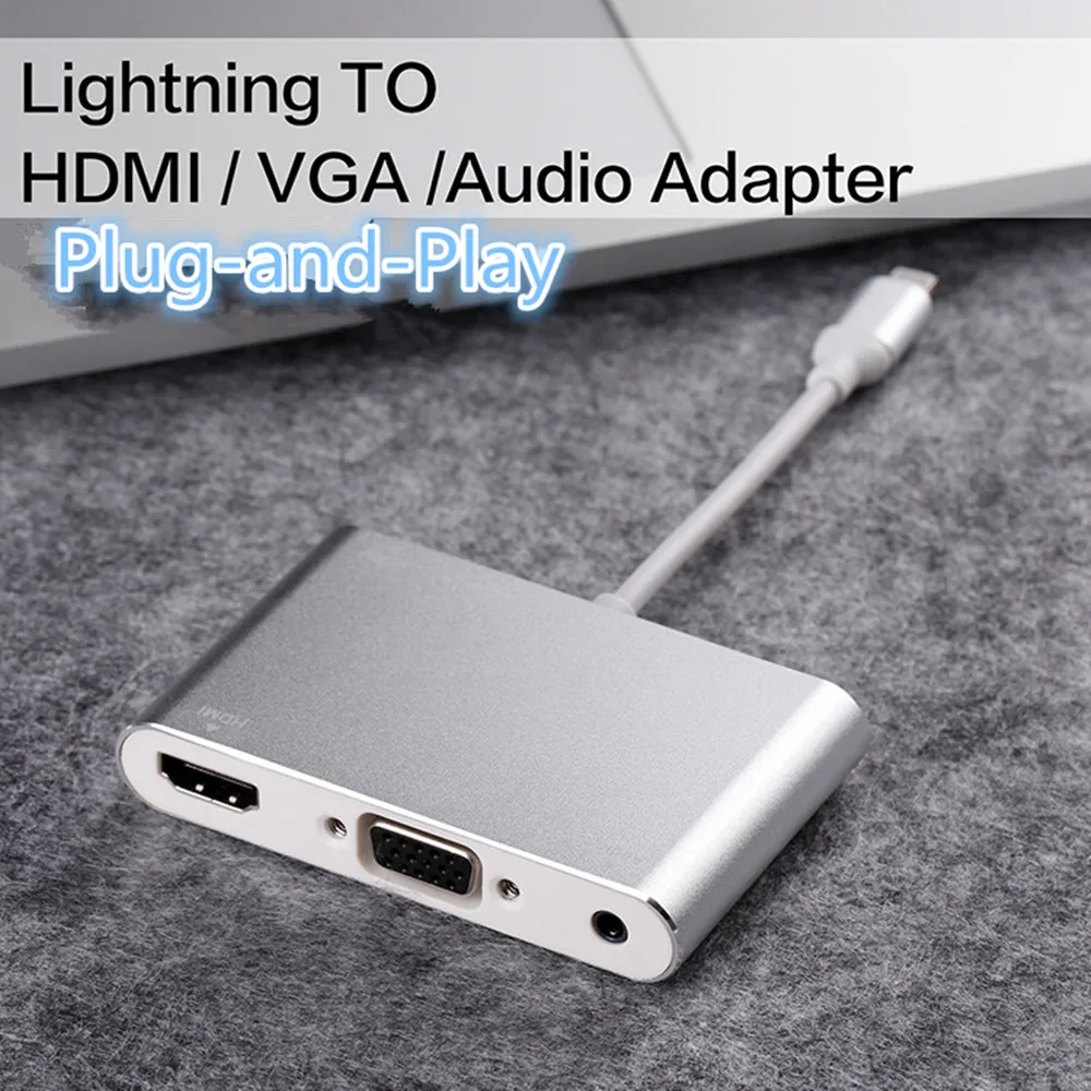 HDTV OTG кабель lighting to hdmi vga Аудио адаптер конвертер USB для Iphone 6 6s 7 Plug| |