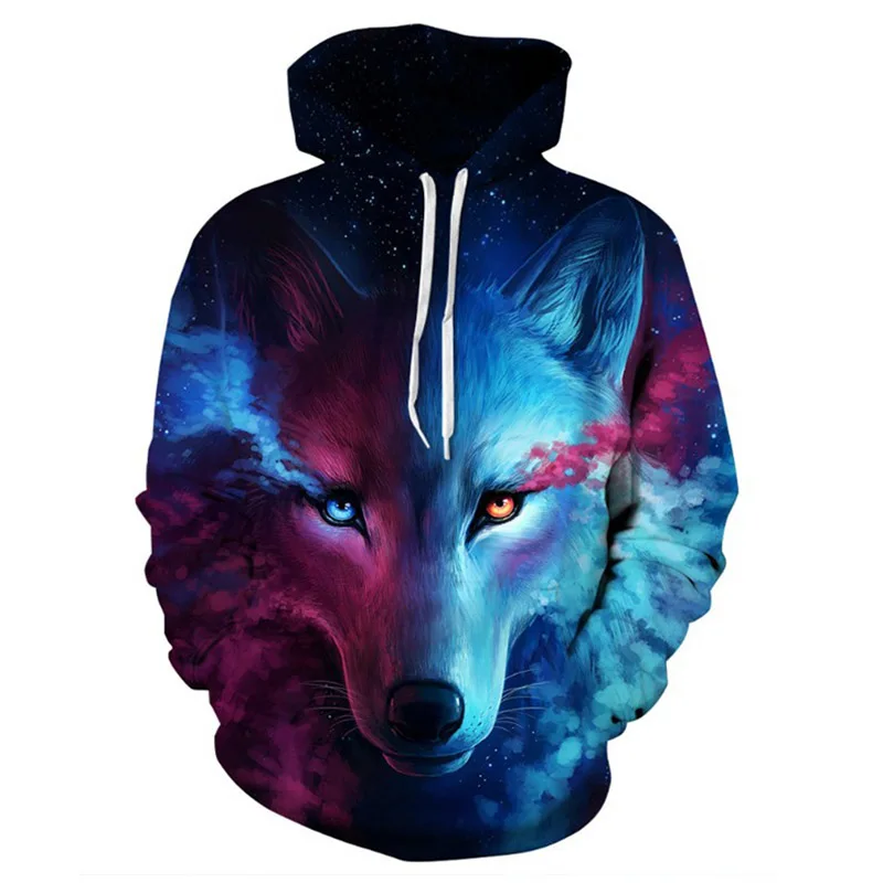 Ice Fire Wolf крутой пуловер мужские толстовки 3D принт животные большие размеры с