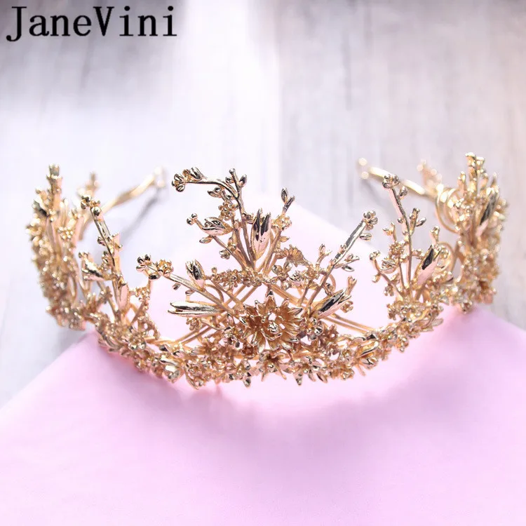 JaneVini 2019 дизайнерские золотые свадебные тиары в стиле барокко корона принцессы