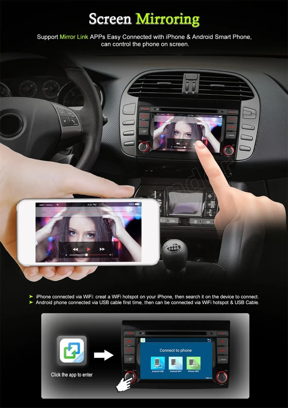 Магнитола 2 din для Fiat Bravo 2007-2012 7 дюймов GPS 4G SIM LTE четырехъядерный процессор стерео