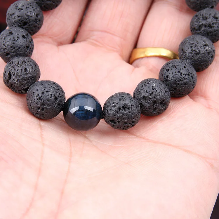 Прямая доставка 12 мм браслеты из бисера натуральный вулканический камень