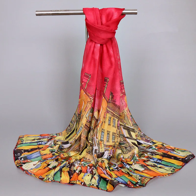 Модный женский шарф из полиэстера и шелка новый дизайн мягкая шаль с принтом