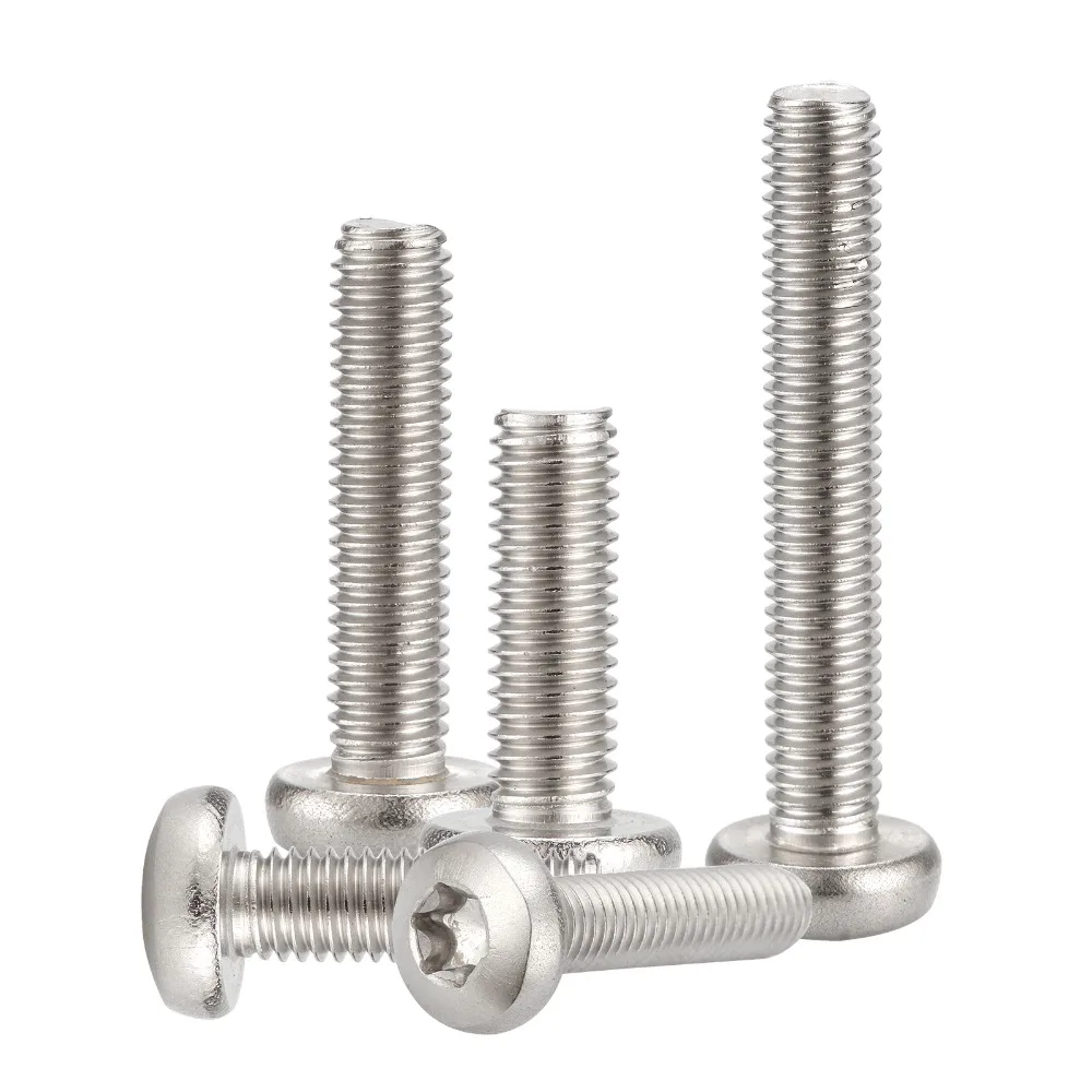

500pcsM3*4/5/6/8/10/12/14-45/50mmTorx 6-Lobe Pan Round Head Six Lobe Pin In Torx Security Screw Bolt 304 Stainless Steel Screws
