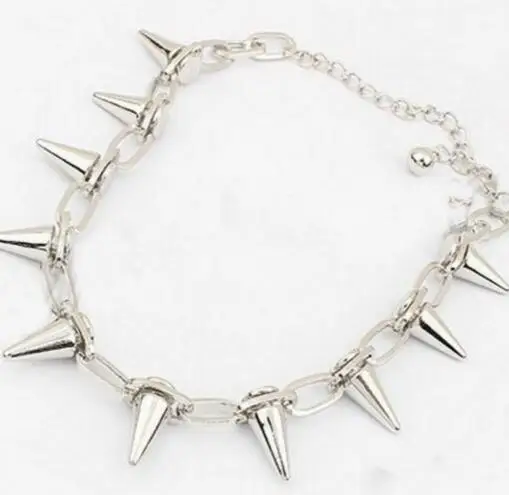 Женский винтажный браслет B506 серебристый панк с шипами заклепками|bangle jewelry|chain