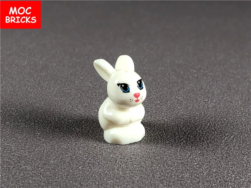 10 шт./лот MOC кирпичи животные милый кролик с глазами и ртом Обучающие строительные