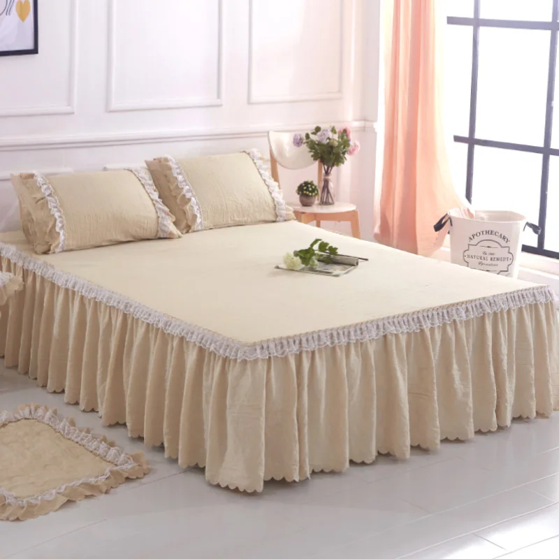 Комплект с юбкой для девочек розовая серая фиолетовая желтая кровать простыня