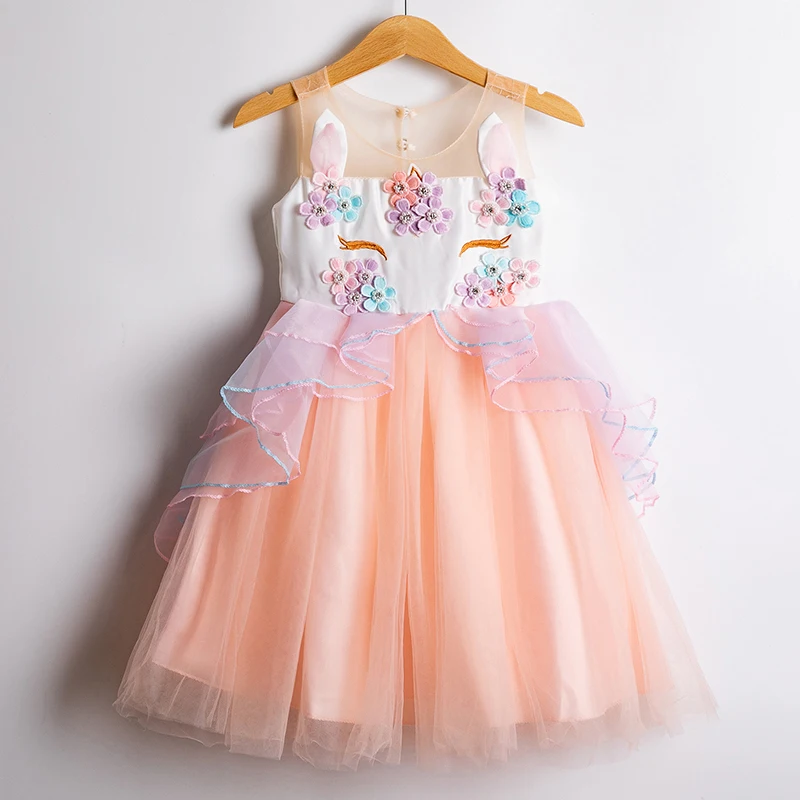 Flower Girl Dresses For Girls Party Unicorn Princess Birthday Costume Summer Children Clothes Infantil Vestidos | Детская одежда и