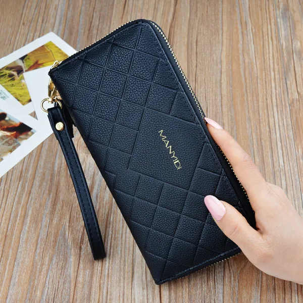 black Большой Portomonee Мода кисточкой Длинные кожаные для женщин кошелек держатель для карт Валле Cuzdan Walet телефон мешок денег Портмоне портфолио - Цвет: black