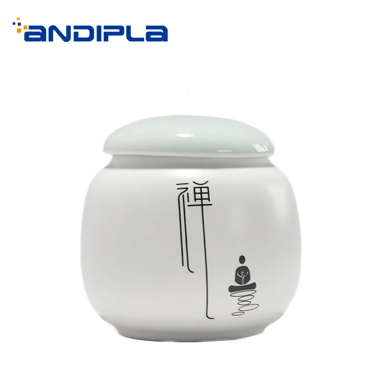 

Chinese Style Ceramic Porcelain Tea Storage Jar Office Tea Ceremony Teaware Accessories Hand Painted Pattern Tieguanyin Jar Tank