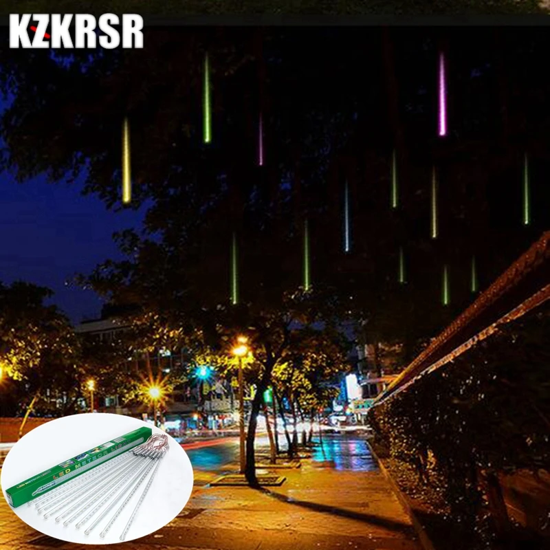 KZKRSR Водонепроницаемый 20 м 30 см 50 Led Метеоритный дождь свет 8 шт Трубы AC110V AC220V