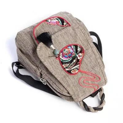 

Fashion String Appliques Shopping Backpack!Nice National Floral Embossing Appliques Lady Hasp Backrack All-match Cover backruck