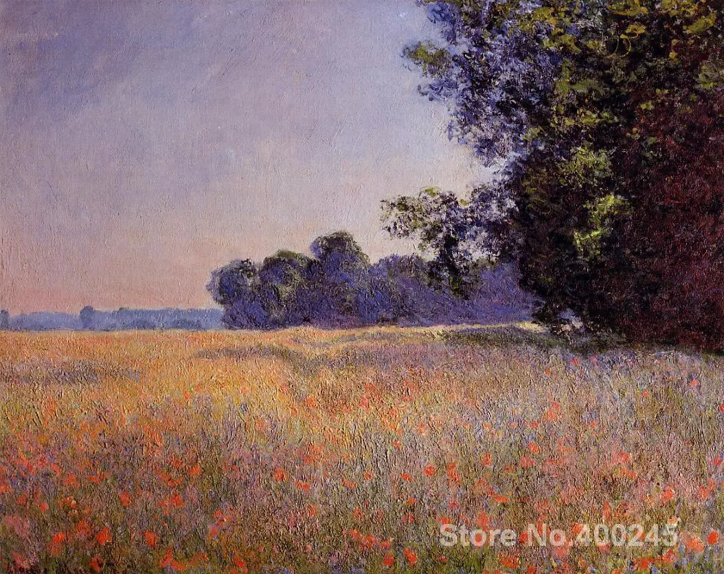 Картина маслом декор комнаты Овес и Поппи поле Giverny от Клода Monet пейзаж Искусство