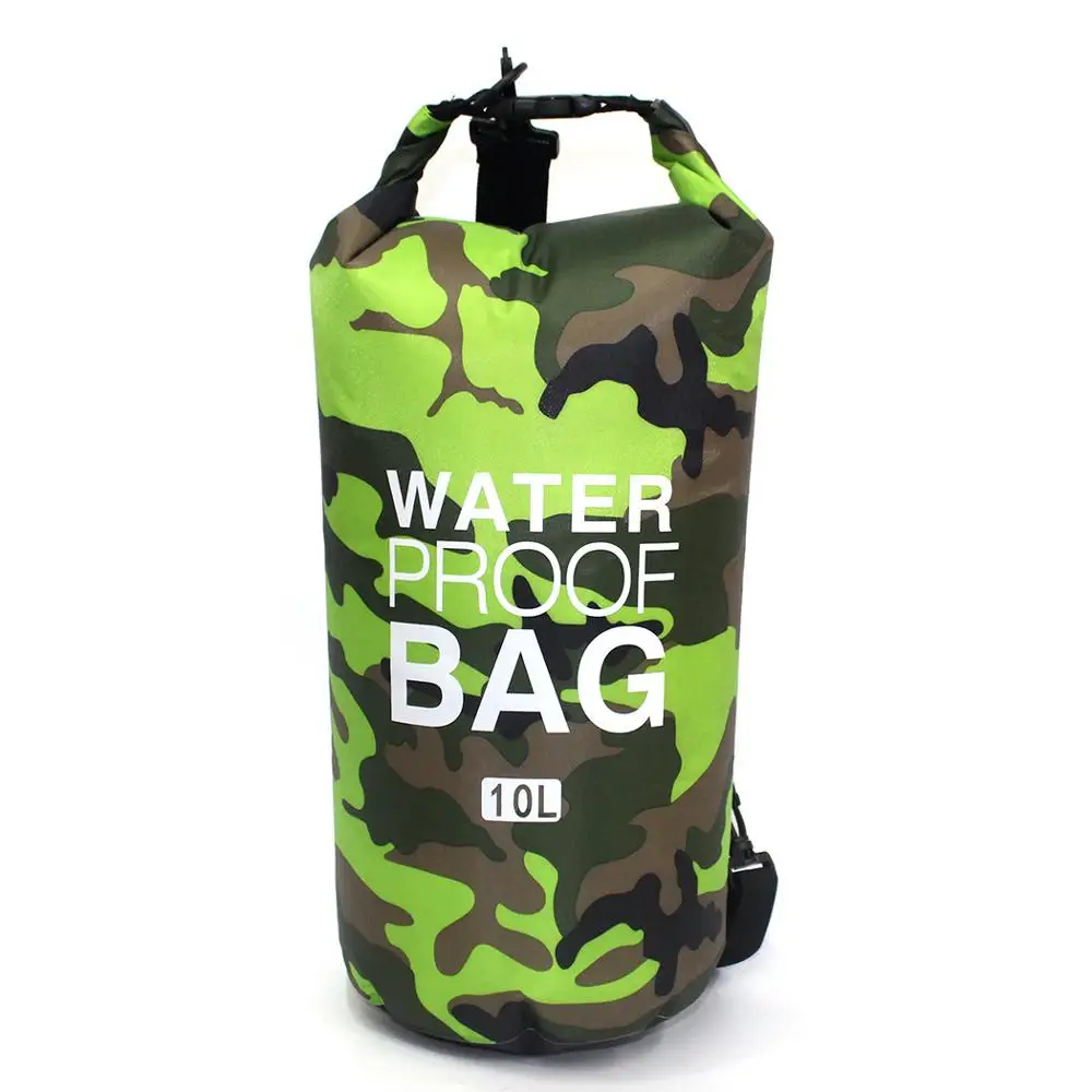 10L GREEN ПВХ Водонепроницаемый сухой мешок 5L 10L 20L 30L камуфляж Открытый Дайвинг Складная Мужская Женская пляжная сумка для плавания рафтинг река океан рюкзак - Цвет: 10L GREEN