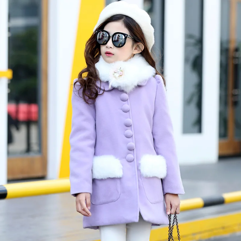 Новинка зимнее пальто принцессы с меховым воротником для девочек куртка