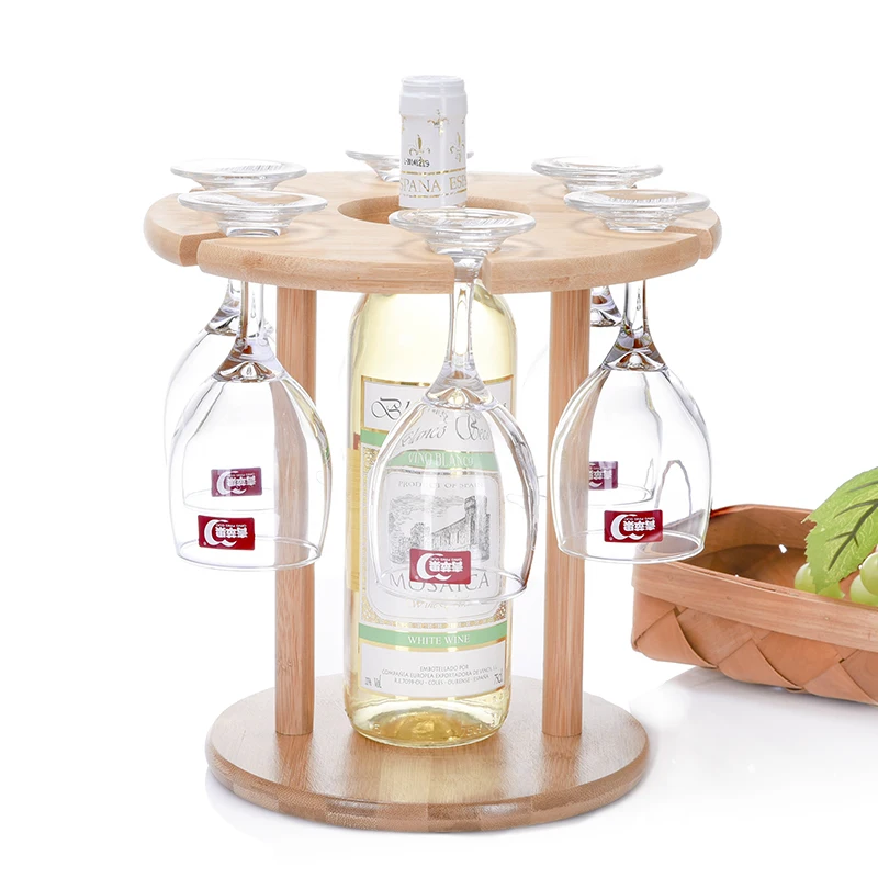 Бамбуковая Винная стойка с орнаментом рама для Винных Бокалов шкаф подвеской