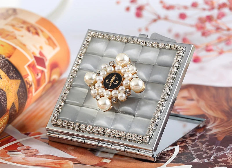 2 стороны мини косметическое компактное карманное зеркало Свадебные вечерние