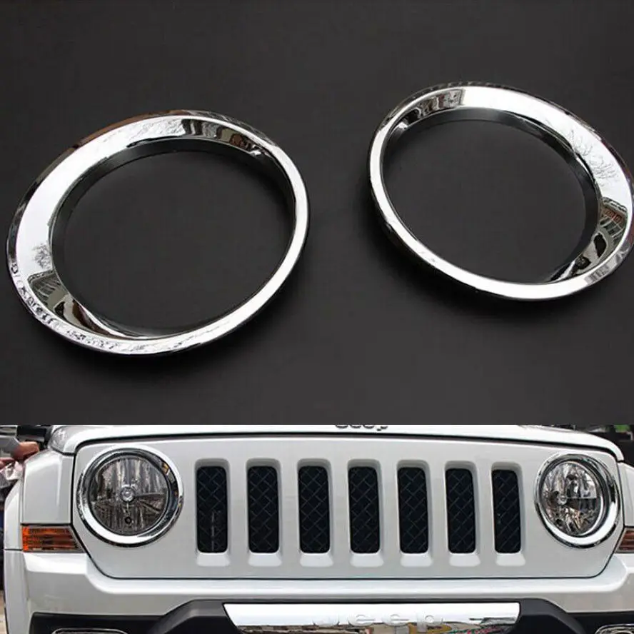 Auto Car Front Head Light Lamp Cover Trim Ring Styling Decorative Sticker Fit For Jeep Patriot 2011-15 Accessories | Автомобили и