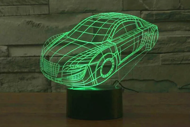 Светильник с сенсорным выключателем 3D лампы модель автомобиля 7 цветов ночник RGB Освещение для дома Украшения в спальню стол Lampara де меса