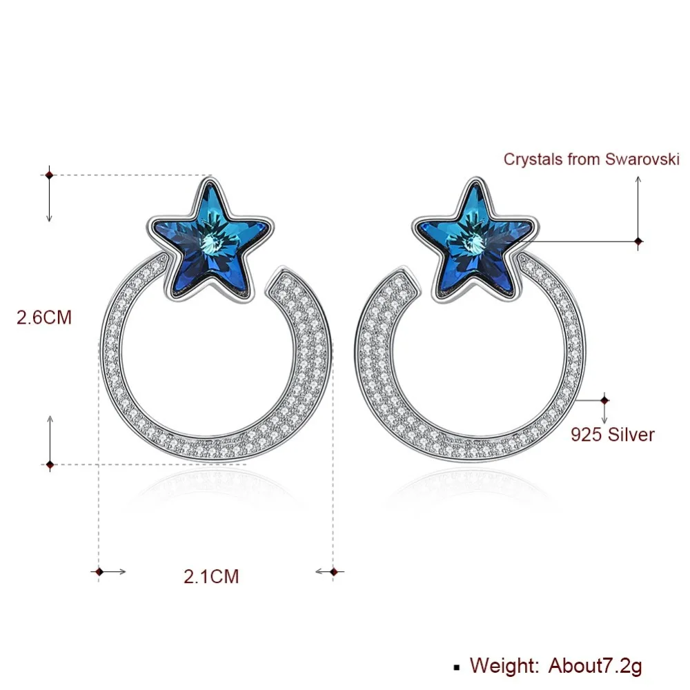 Женские серьги с кристаллами Swarovski LEKANI серьги-капли в форме звезды 925 пробы