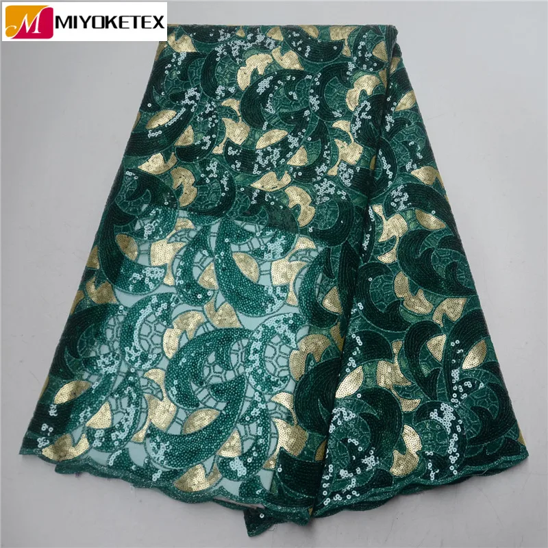 High Quality African Organza Sequin Lace Fabric Hot Sale Nigerian Wedding Dress Green French Tulle Laces PSA554-1 | Дом и сад