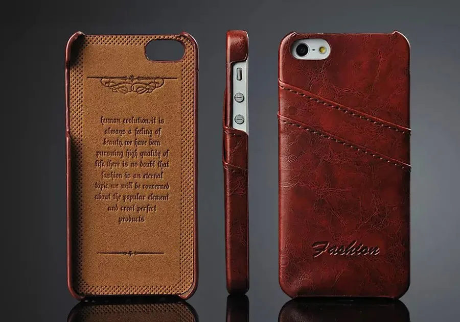

Case for iPhone 6 7 8 14 Plus X XS 11 12 13 Pro Max XR Oil-wax Genuine Leather with Card Slots Back Cover High Quality Original