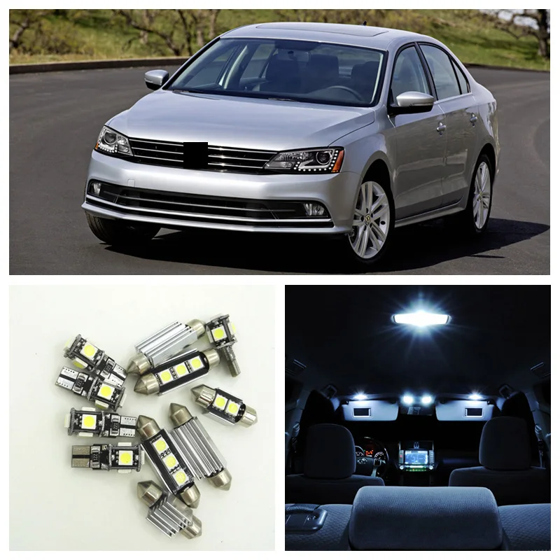Автомобильные светодиодные лампы Canbus белого цвета 13 шт. посылка 2014 Volkswagen VW Jetta 6 MK6