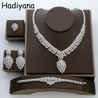 hadiyana jewelry sets fashion sparkling necklace earring ring and bracelet 4pcs set for women tz8018 zircon wedding jewelry sets