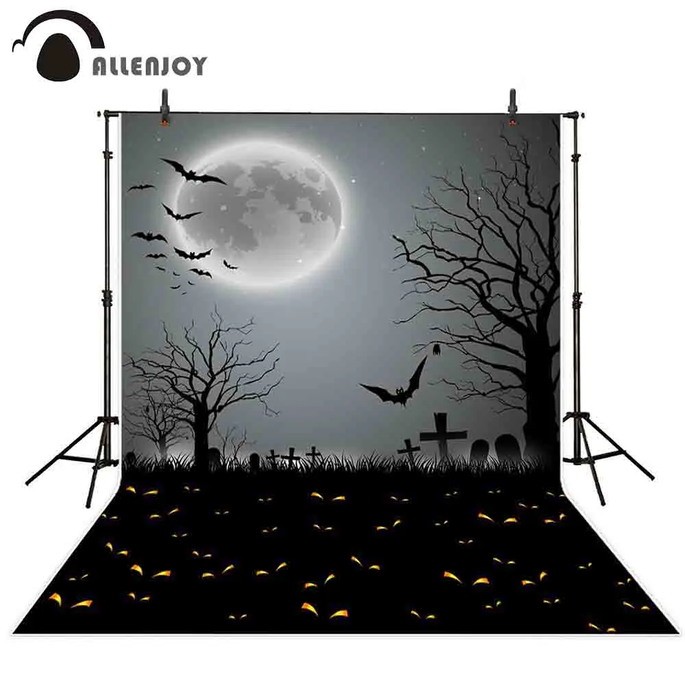 Фотофоны Allenjoy для фотосъемки на Хэллоуин ночь яркая луна мертвое дерево летучие