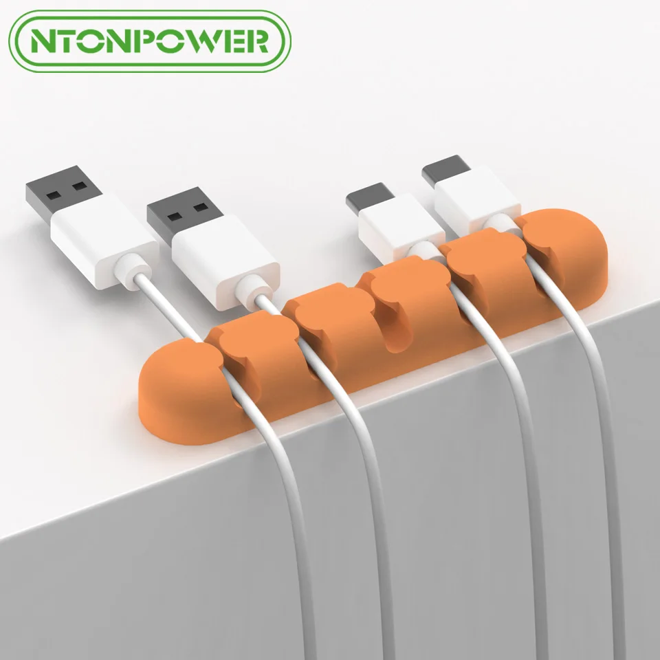 NTONPOWER CBS5 силиконовый кабель для сматывания наушников Кабельный органайзер зарядный кабель для хранения для мыши держатель зажим шнур управление - Цвет: Оранжевый