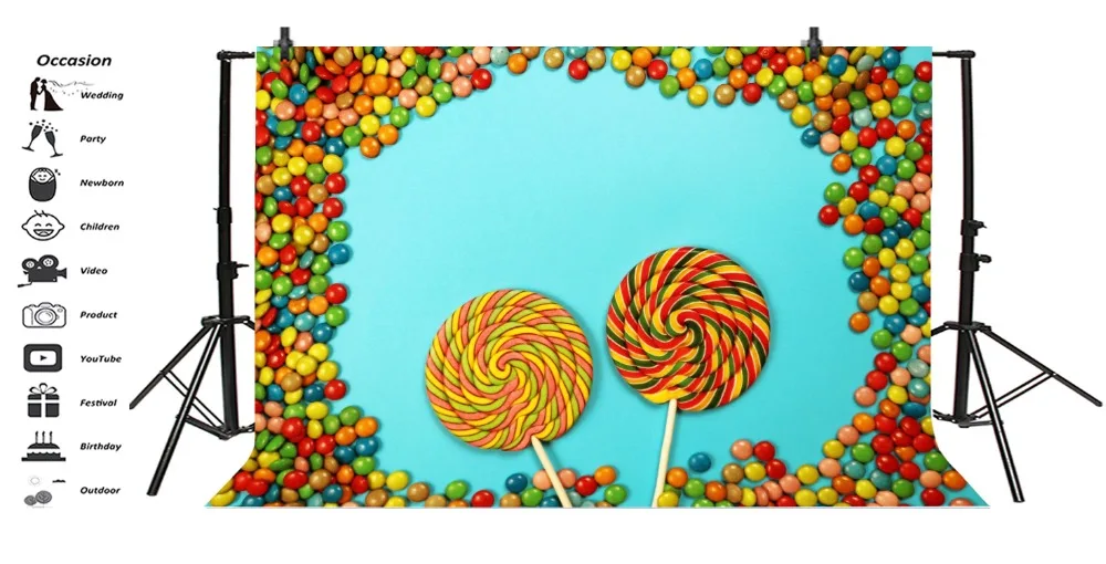Laeacco деревянная доска яркий Candy Bar фон детский день рождения фотография на заказ фотографический фон для фотостудии.