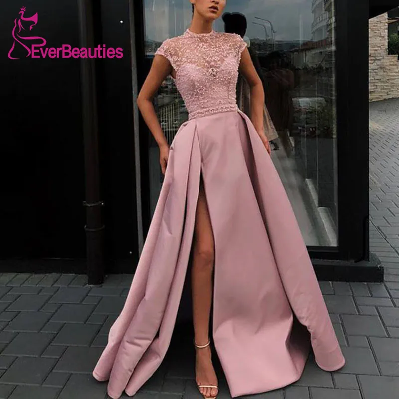 as picture Robe De Soiree, Длинные вечерние платья, атласное кружевное вечернее платье с бисером, вечернее платье, торжественное платье - Цвет: as picture