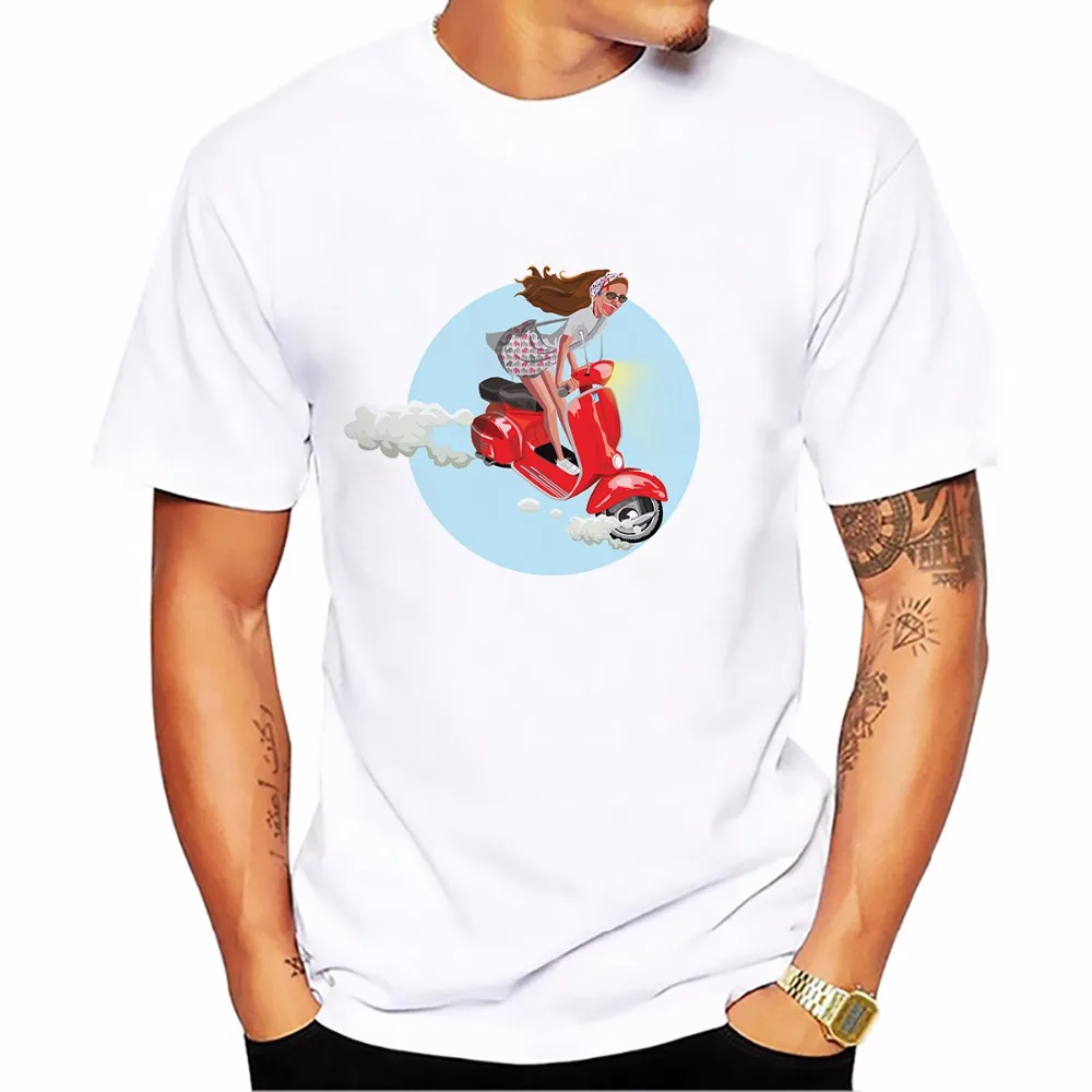 Италия Vespa смешные мужские jollypeach новые летние Повседневное homme футболка размера