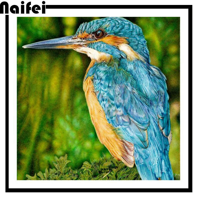 5D полноразмерная/круглая алмазная живопись сделай сам Птица KingFisher 3D вышивка