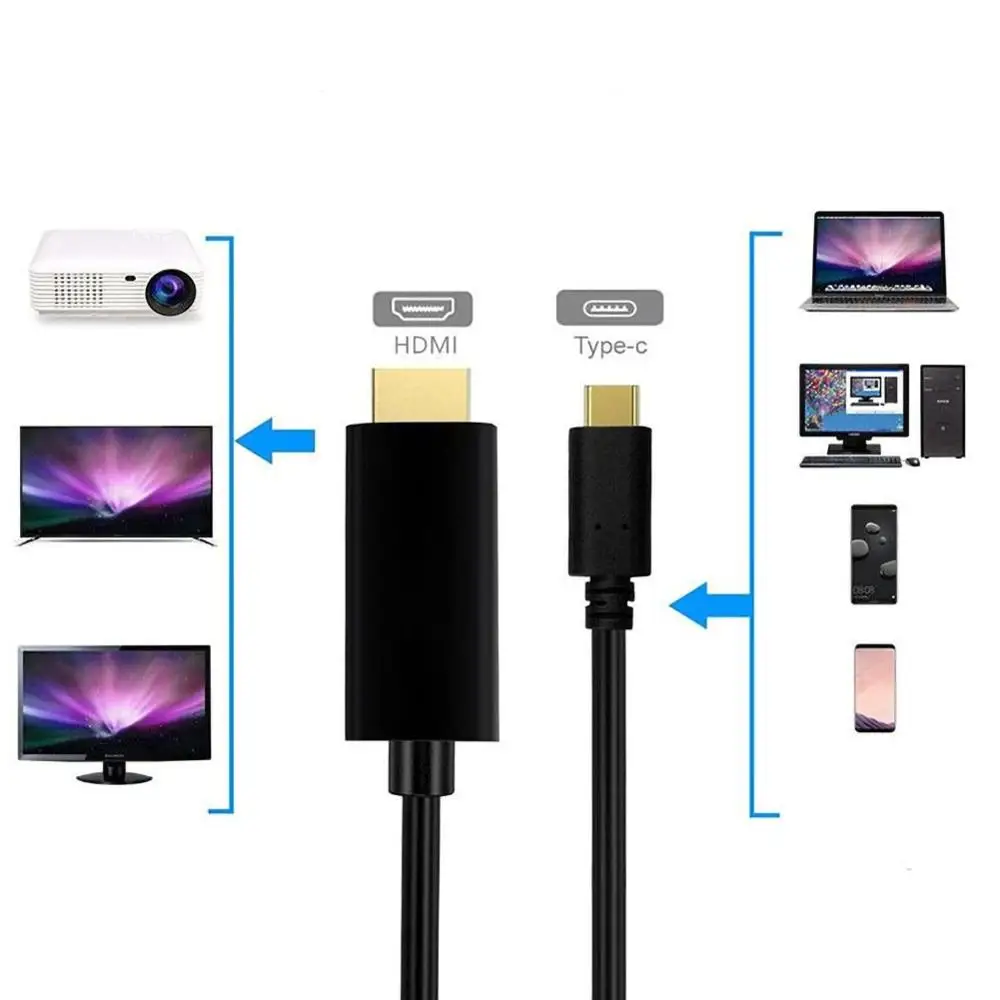 Черный Usb Type c к Hdmi конвертер адаптер для подключения телефону ТВ кабель HDTV видео