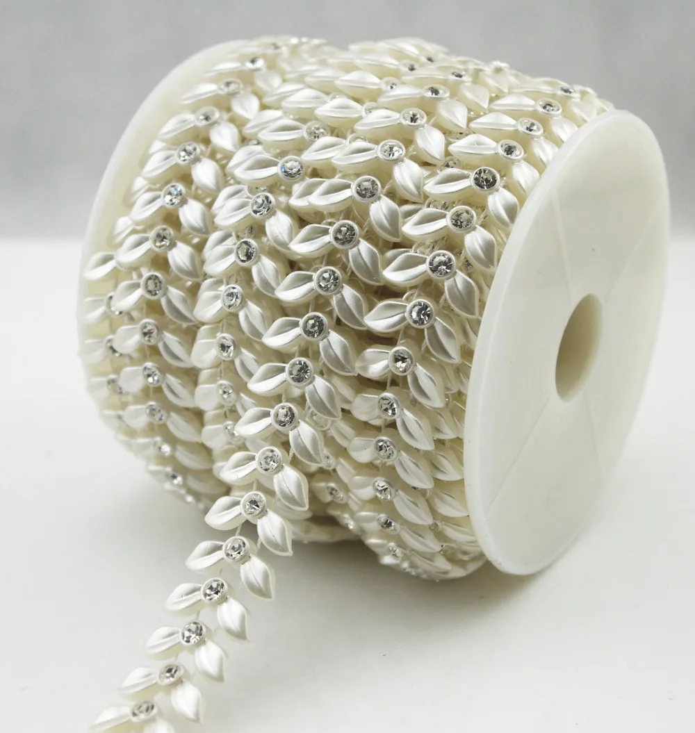 19 мм слоновая кость крыло цепочка с жемчугом и стразами отделка шитье свадебное