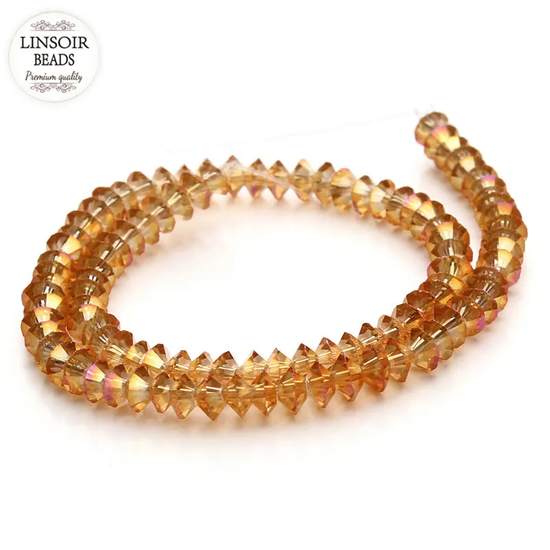 Стеклянные бусины-разделители LINSOIR 6*4 мм стеклянные из чешского биконуса для