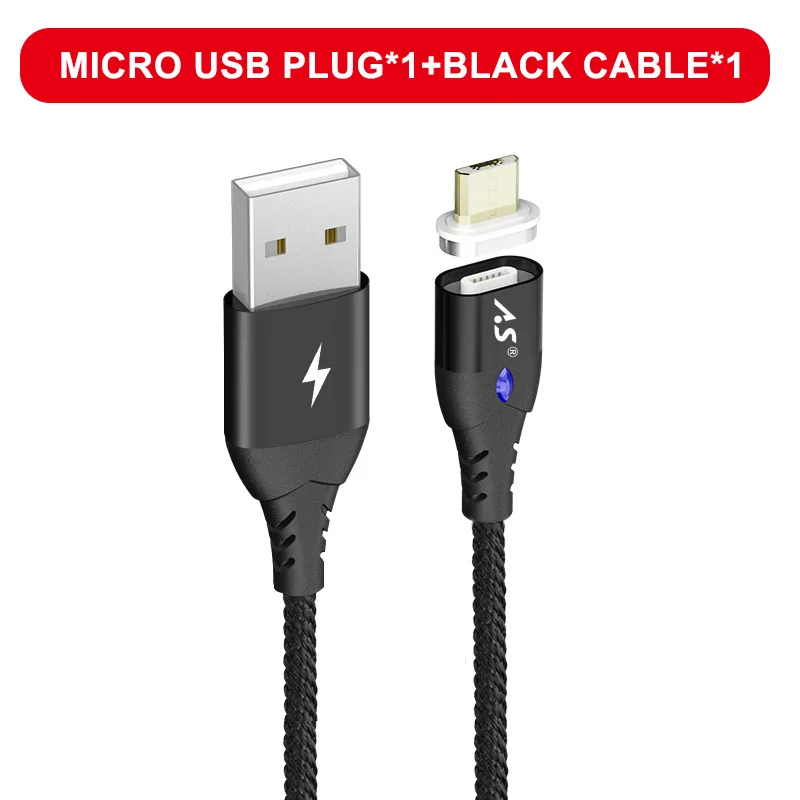 Магнитный кабель A.S, микро usb type C, супер быстрая зарядка для телефона, микро usb type-C, магнитное зарядное устройство usb c для iphone, huawei, xiaomi, для передачи данных - Цвет: Black for Micro USB