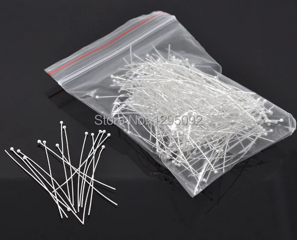 

300Pcs Ball Head Pins Copper Silver Plated Jewelry DIY Findings Charms 50x0.5mm 24 Gauge