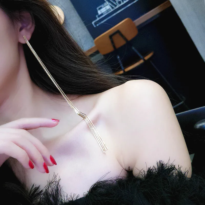 ZHEN TOMOMI корейские милые Многослойные медные цепочки длинные висячие серьги с