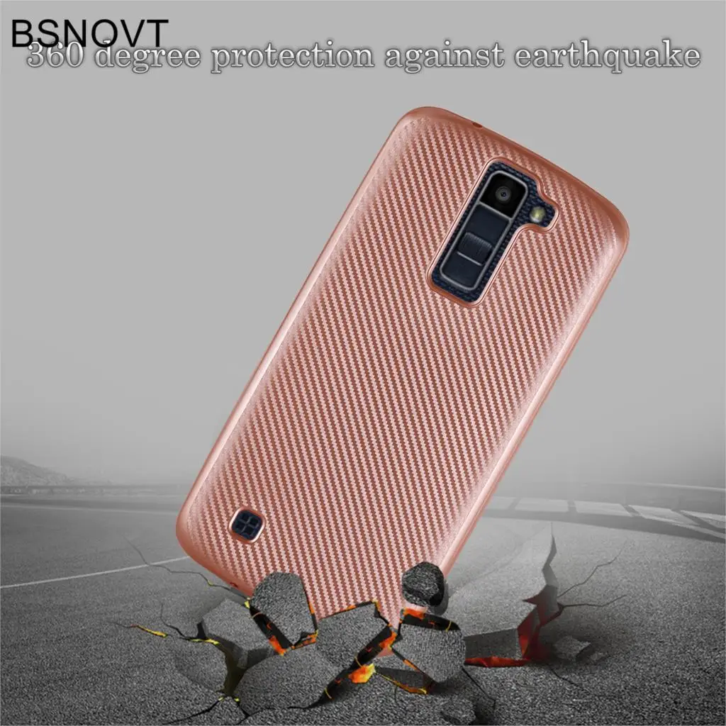 BSNOVT sFor LG K8 Case For Cover Full Protection Carbon Fiber Soft TPU K350 K350E K350N Phone Fundas 5.0&quot |