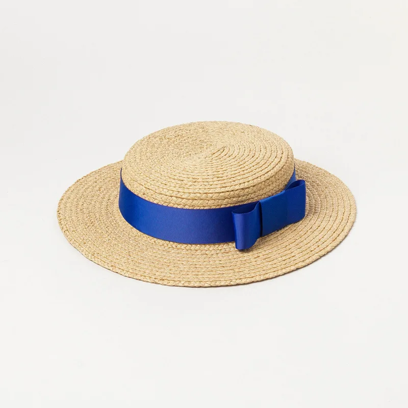 

Summer Hat Women Simple College Style Shallow flat top Bow decoration Straw Hat Beach Vacation Visor Casual Sun Hats for Women