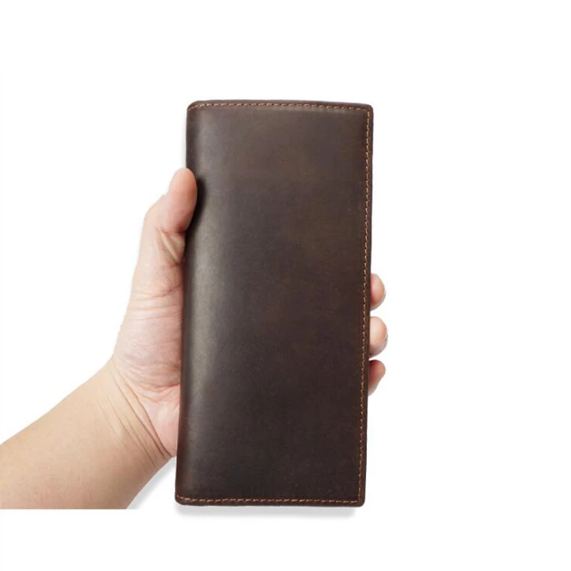 Vintage Wallet Man Genuine Leather male long Carteira Business card holder purse simple cartera hombre | Багаж и сумки