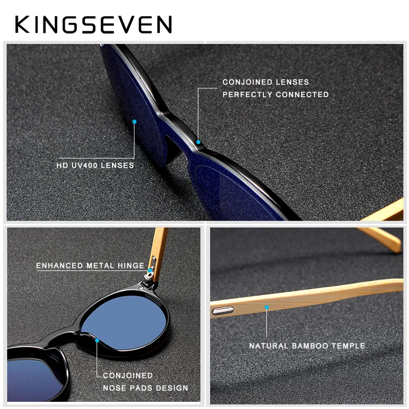 KINGSEVEN натуральные бамбуковые солнцезащитные очки UV400 Защитные деревянные