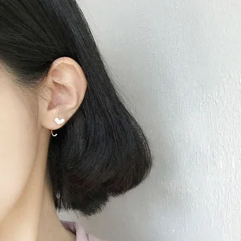 simple heart earring 100% 925 Sterling silver Jewelry fashion Hypoallergenic Stud earrings for women gift | Украшения и