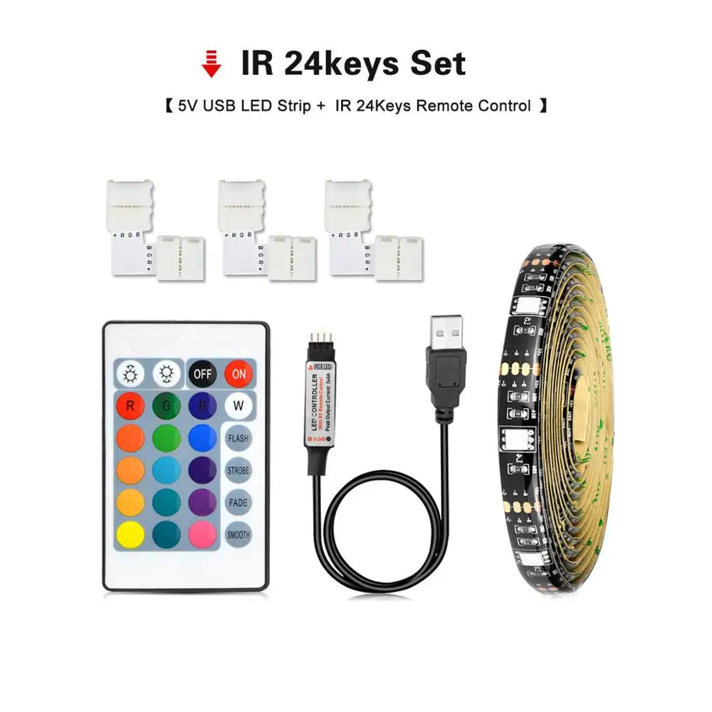RGB DIY Светодиодная подсветка под шкаф 5В USB RGB лампа 5050SMD шкаф для спальни шкаф декоративный светильник гибкий Пульт 1 м 2 м 3 м - Цвет: RGB