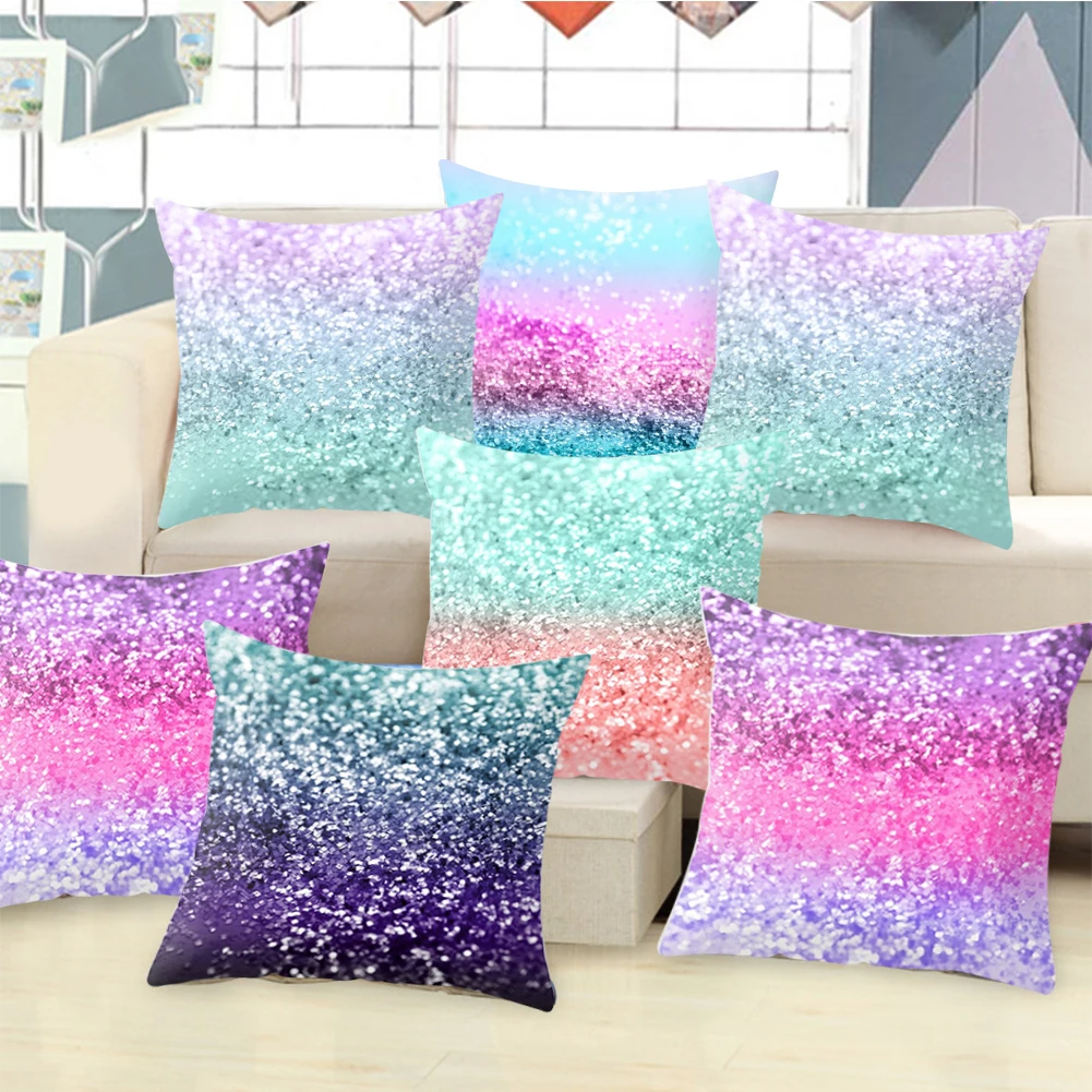 Высококачественная цветная наволочка с блестками Двусторонняя Подушка домашний