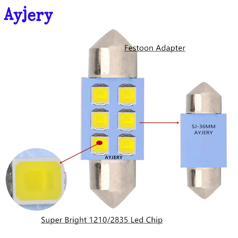 AYJERY горячая Распродажа 200X C5W 31 мм 36 39 41 6 светодиодов 3528 1210 SMD автомобильный