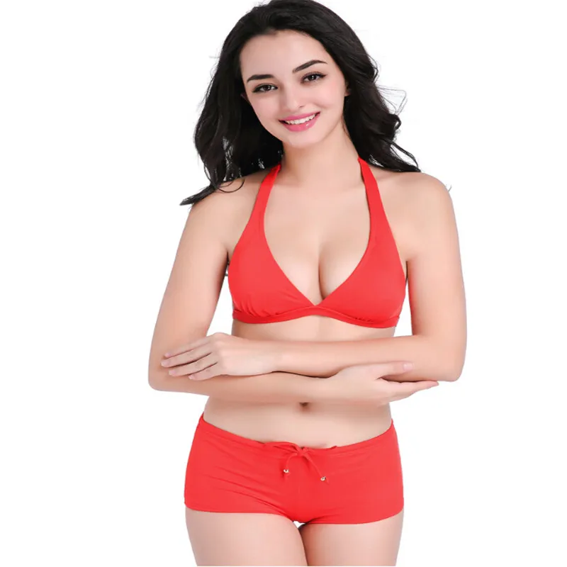 2017 popular Sexy Bathing Suits Bikini Set Halter Top Bikinis Women Swimwear Push Up Retro Female Swimsuit Beachwear |